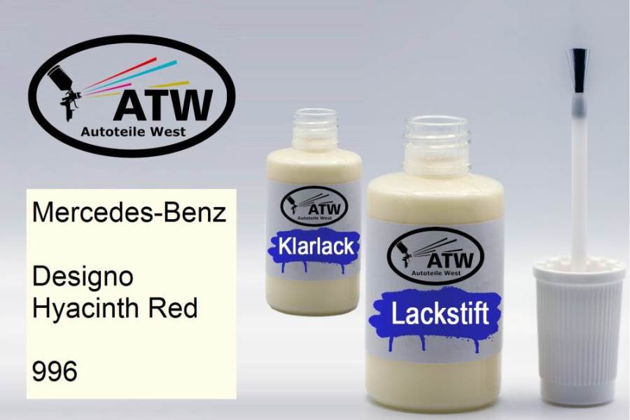 Mercedes-Benz, Designo Hyacinth Red, 996: 20ml Lackstift + 20ml Klarlack - Set, von ATW Autoteile West.